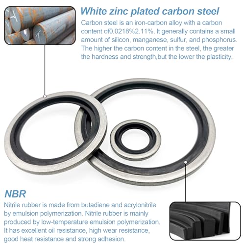 LEPEVNEY M18 bonded sealing washers, carbon steel with NBR gasket, 18.7x24.8x2mm, pack of 50
