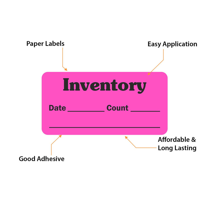 SmartSign Inventory Labels in Dispenser Box - Pack of 1000, Write-On Sections for Date and Count, 2.5" x 1.25", Black on Fluorescent Pink, Paper Stickers with Permanent Adhesive