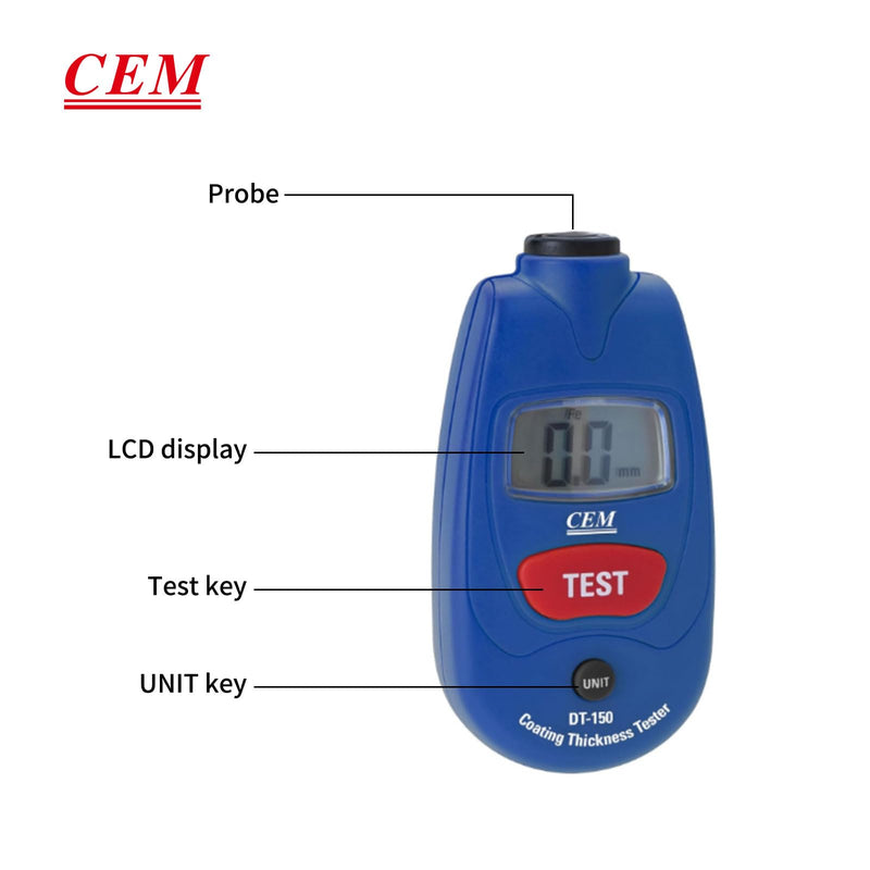 [Australia - AusPower] - CEM Paint Thickness Gauge,Car Boat Coating Tester with Calibration Plates&Battery,Fe/NFe Automatic Recognition Portable Digital Thickness Meter Detector,Backlight LCD Display,Auto Power Off&Lanyard 