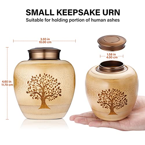 Small Urns for Human Ashes Adult Male Female,Small Keepsake Urns for Human Ashes Tree of Life Pattern Engraved,Memorial Cremation Urns for Human Ashes Adult Female Male Made of Bamboo Small,50 Cubic Inches