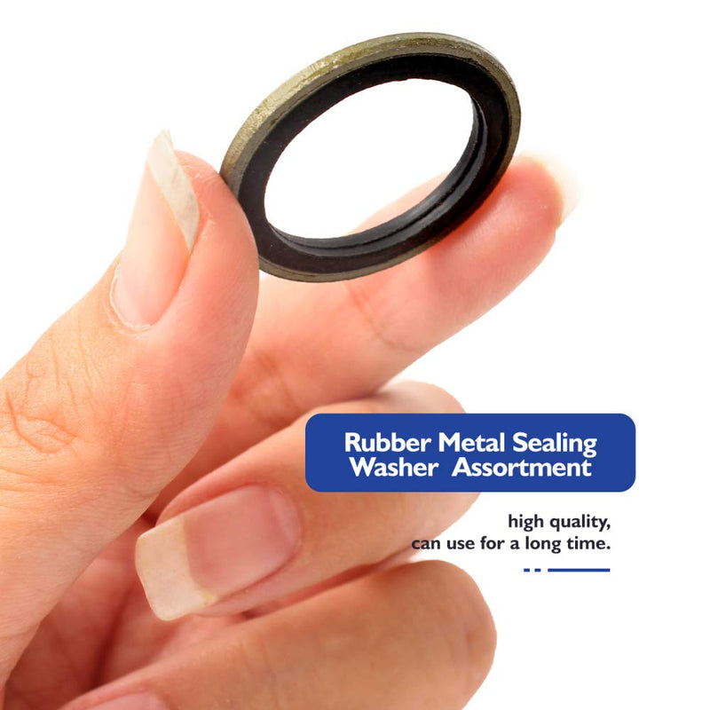 [Australia - AusPower] - 150Pcs Metal Bonded Seal Washer Assortment Kit Bonded Washer 8 Sizes M6, M8, M10, M12, M14, M16, M18, M20 