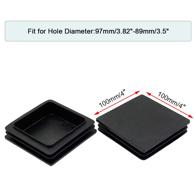 [Australia - AusPower] - 4Pack 100mm (4 Inch) Square Plastic Plug, Square Tubing End Caps, Tubing Post End Cap for Square Tubing/Black Plastic Square Plugs 100x100 4 