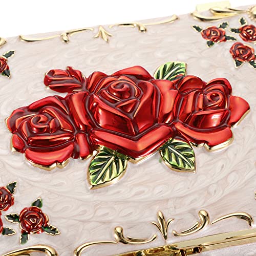 Hipiwe Vintage Metal Jewelry Box for Earrings Necklace Bracelet Organizer Large Beige