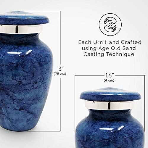 Small Cremation Urn for Human Ashes Keepsake - Miniature Memorial Urns, Personal Cremation Keepsake for Ashes, Mini Ash Holder, Elegant Tribute for Loved Ones, Compact Memorial Container 1 Light Blue