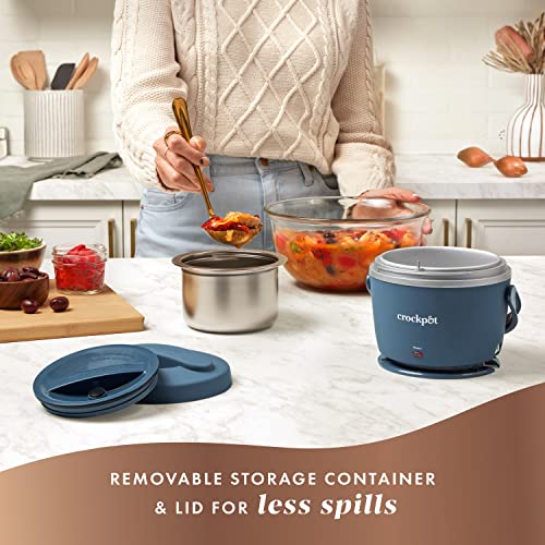 Crock-Pot 20oz Portable Electric Food Warmer, Personal Lunch Box Keeps Food Spill-Free & Warm, Ideal for Travel, Work, Car, On-the-Go, Dishwasher-Safe, Giftable, Faded Blue 20 Ounce