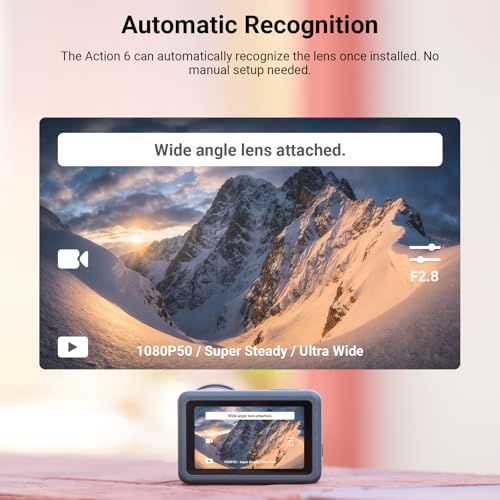 NEEWER Wide Angle Lens Compatible with DJI Osmo Action 6 Only, 180° FOV Multicoated HD Optical Glass 3 Elements 3 Groups Screw On Action Camera Lens Photography Accessories, FL-B53 180°Wide Angle Lens