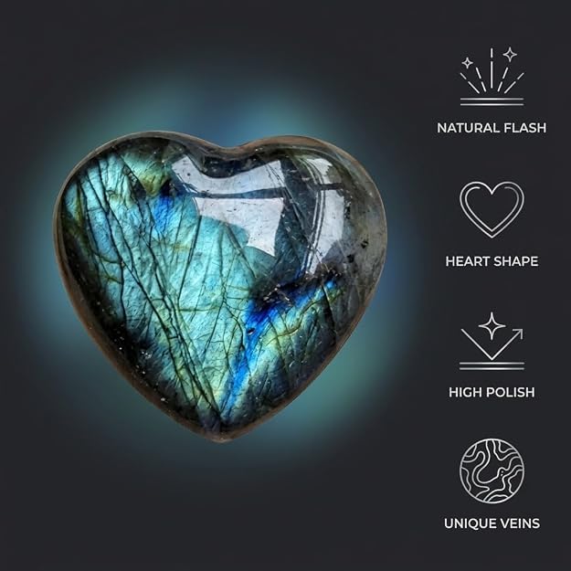 1PC Natural Blue Moonstone Heart Crystal,Heart Shape Polished Crystal Stone Palm Stone Healing Gemstone Reiki Balancing Aesthetic Room Decor Ornaments Valentine's Day,Indoor Fountain Accessories