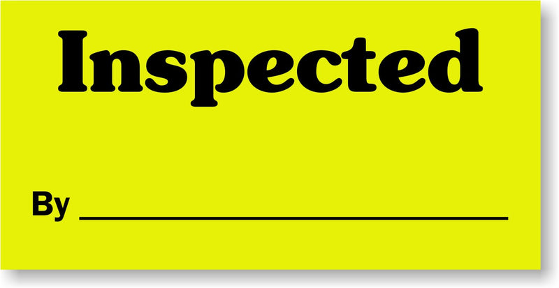 SmartSign Inspected by Write-On Labels in Dispenser Box - Pack of 1000, 2.5" x 1.25", Black on Fluorescent Yellow, Paper Stickers with Permanent Adhesive
