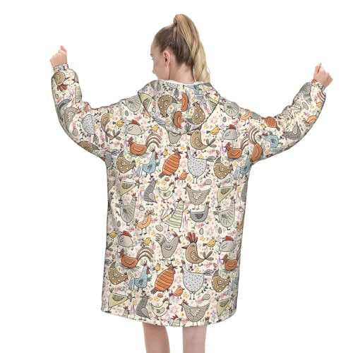 Wearable Blanket Oversized Blanket Hoodie Cozy Hoodie For Adults Sweatshirt Sweater Blanket Hoodie With Pocket Chicken