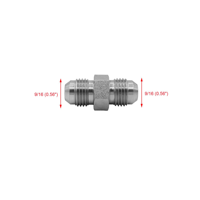 (2-PACK) 2403-06-06 Hydraulic Hose Adapter Fitting 3/8" Male JIC 37° Flare (9/16"-18UNF) × 3/8" Male JIC 37° Flare (9/16"-18UNF) SAE Straight Pipe Joints Tube Connector Carbon Steel