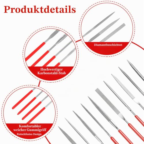 TIESOME 10 Piece Diamond Mini File Set, 2 mm x 100 mm Small Diamond Files, Mini Metal Corrugated Files, Tools for Precision Metal Work, 3D Print, Woodworking, Carving Tool 10 cm