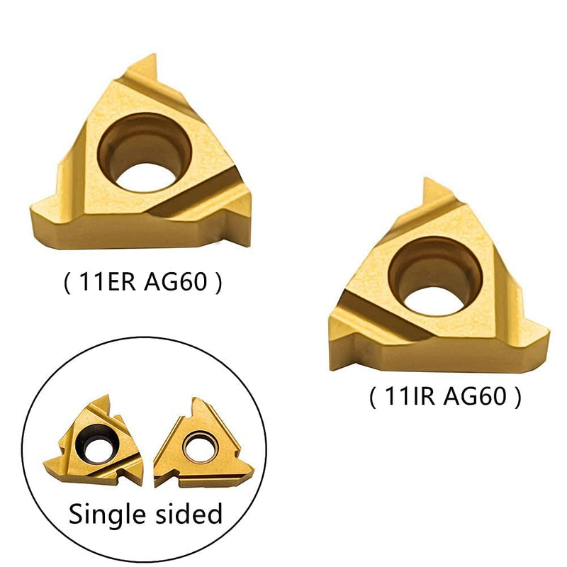 [Australia - AusPower] - Hunricho Lathe Thread Inserts 11ER AG60 + 11IR AG60 Carbide Inserts for Male Thread/Internal Thread Rotary Tool Holder for Stainless Steel and Iron, Pack of 20 
