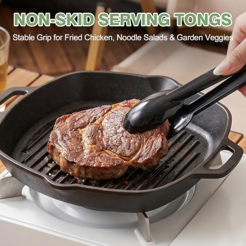 Set of 45 black plastic serving utensils including tongs and spoons, disposable buffet serving set by ITITT.