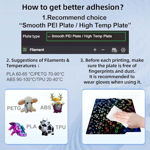 IdeaFormer Holographic PEH Effect Sheet Bambu Lab X1/X1C/X1E/P1P/P1S/A1, 257x257mm Double Sided Smooth Sweetheart+Waterdrop Spring Steel Build Plate for Bambu Labs 3D Printers Flexible Print Bed