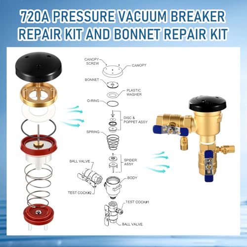 MorningRo pressure vacuum breaker repair kit and bonnet kit compatible with Wilkins 1/2, 3/4, and 1 inch valves