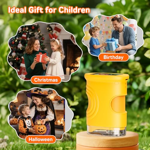 Microscope for Children, 1080P HD 2.0 Inch Screen Pocket Microscope, Ashfly Mobile Phone Digital Microscope LED Lights Connection to PC, Mini Microscope Outdoor Gifts for 4-12 Years, Orange