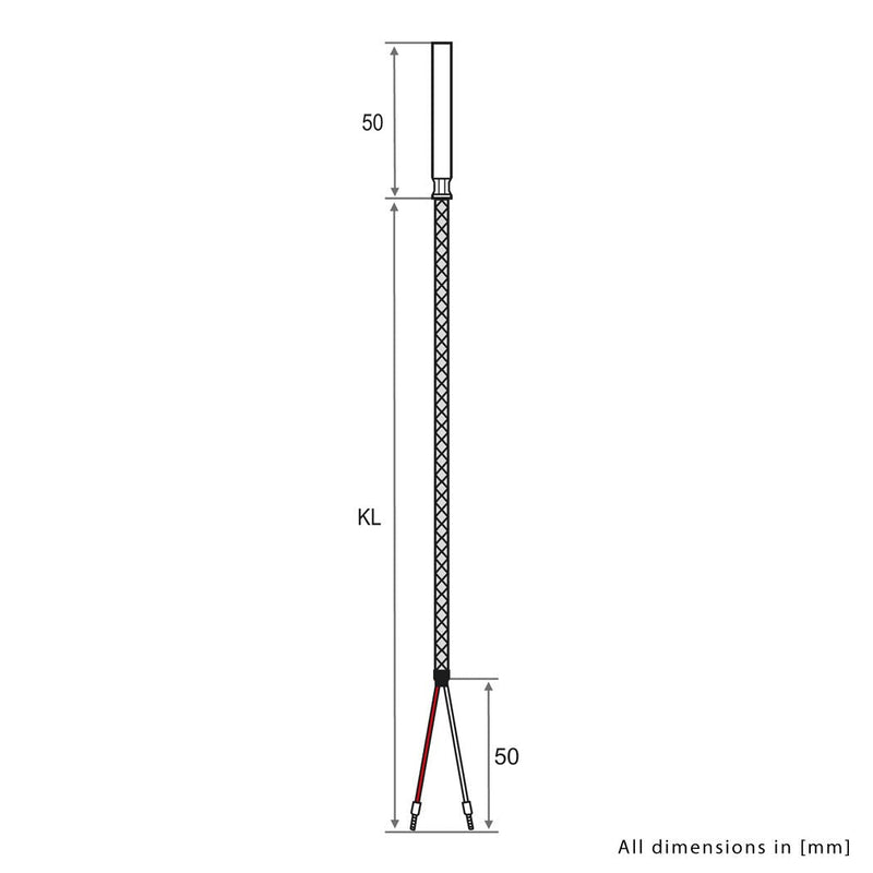 [Australia - AusPower] - iOVEO 039HG02202 Flue Gas Sensor / Temperature Sensor / Collector Sensor up to 400 °C with GLS Connection Cable and PT1000 Sensor 2 Meter Single 