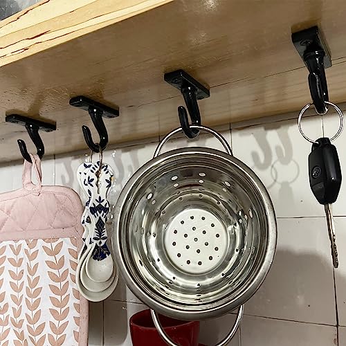2.5”-Under Cabinet or Shelf Coffee Mug Holder – Cup Hooks Separator – Decorative Black Iron Hangers - Create Rack Under Counter or Wall – Cups, Keys, & Utensils (10-Hooks)