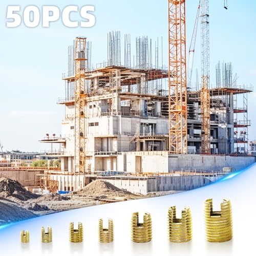 Flylin M3-M12 stainless steel self-tapping thread insert set, 50 pieces with internal threads
