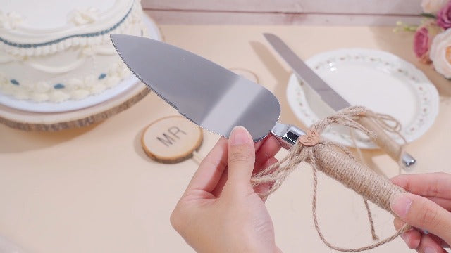 Beeveer 6 Pcs Cake Topper Knife Server Wooden Slice Set Rustic Wedding Decorations Mr and Mrs Cake Topper Table Decor for Bride Groom Valentines Day Glasses Anniversaries Centerpieces