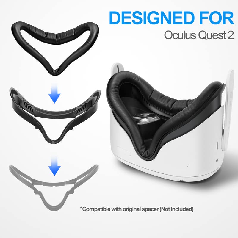 [Australia - AusPower] - SUPERUS Facial Interface & Face Cover Pad for Oculus Quest 2, Sweat-Proof PU Foam Cushion - VR Accessories for Meta Quest 2, Compatible with Oculus Quest 2 Original Spacer Face Pad 