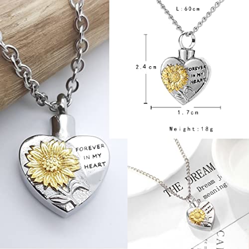Cremation Jewelry Urn Necklace for Ashes for Women Memorial Ashes Necklace Sunflower