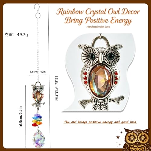 Chakra Owl Crystal Sun Catcher Window Hanging Ornament