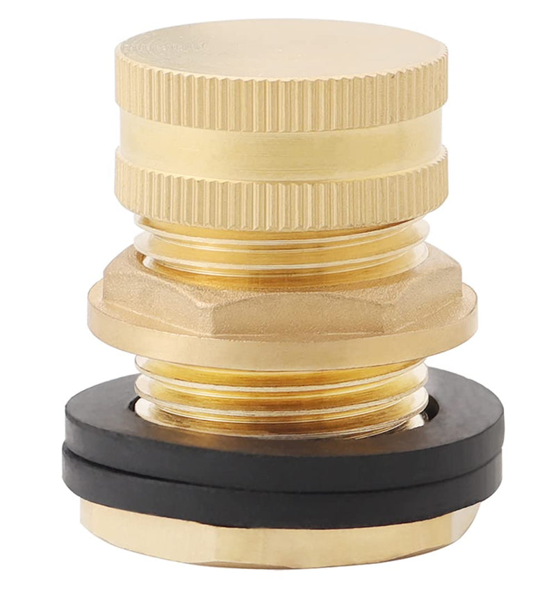 [Australia - AusPower] - Brass Tank Bulkhead Fitting With Plug,Double 1/2" Female NPT and 3/4" Male GHT (Garden Hose Threaded) 1 Pack 