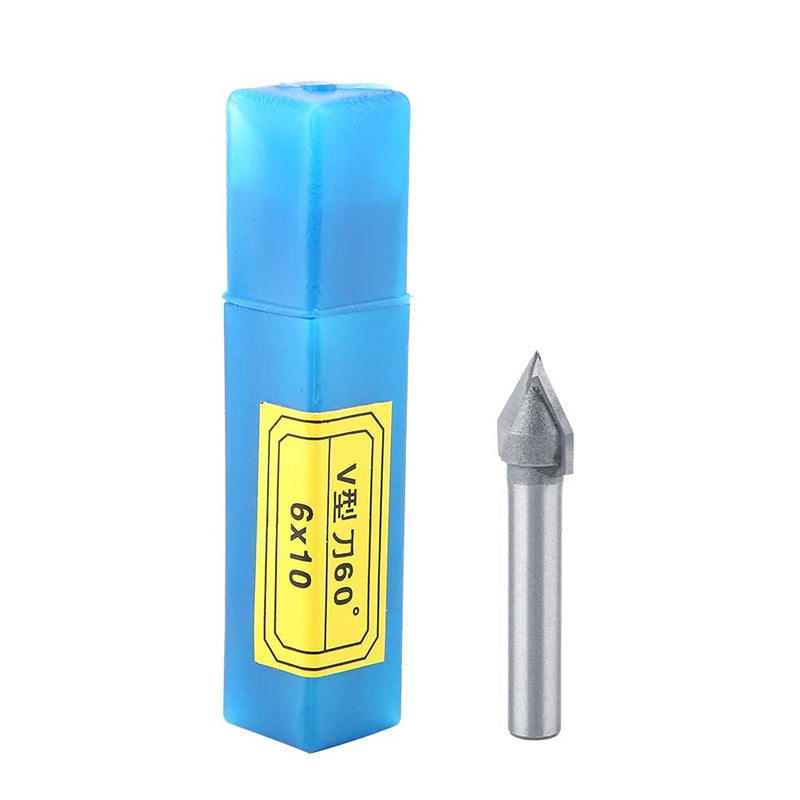 [Australia - AusPower] - Milling Cutter Tungsten Steel CNC Engraving Sharp V-Groove Bit End Mill 60 Degree CNC Milling Cutter 6 mm Shank 10 mm Cutter Diameter Three-Dimensional Sign Manufacturing Engraving Bit Woodworking 