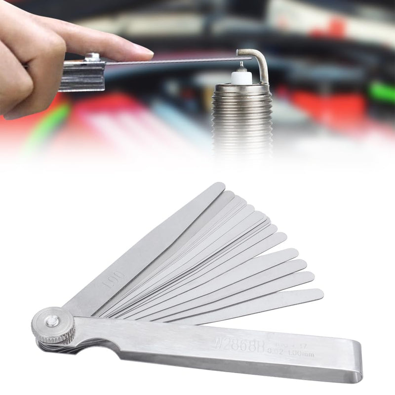 Mesee Stainless Steel Feeler Gauge Set, 17 Blades High Precision Feeling Gauge, 0.02-1.00 mm Gap Width Measuring Tool for Valve Tappet, Spark Plug Gaps, Piston Rings, Brake Bands