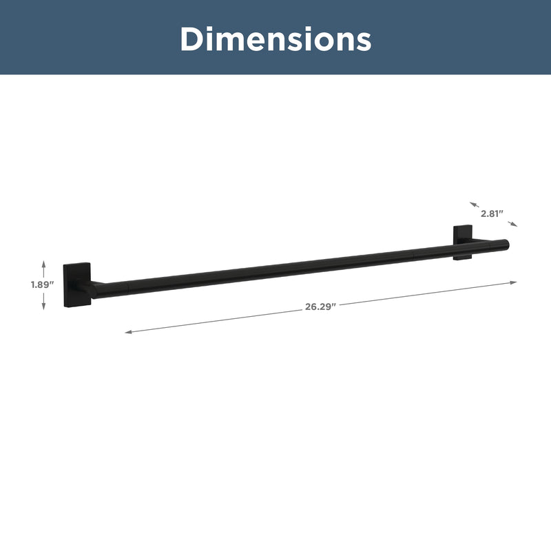 Franklin Brass Hartwell (1-Pack) 18'' Towel Rack w/ 6" Extender for Bathroom Matte Black Towel Bar for Bathroom Wall Mounted Towel Holder Rod HRT26-MB
