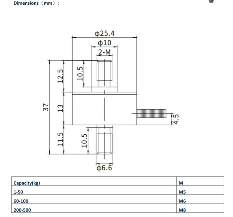 [Australia - AusPower] - DYMH-103 10kg Mini Tension and Compression Force Sensor Inline Load Cell applicable to small space 0-10kg 
