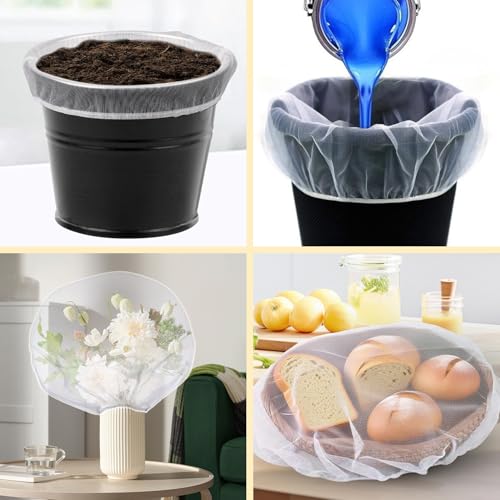 Pack of 8 Paint Filter Paint Strainers, 1 Gallon Paint Strainer Bag of Liquids, White Fine Mesh Mesh Bucket Strainer, Mesh Elastic Strainer Bags, for Paint Gardening