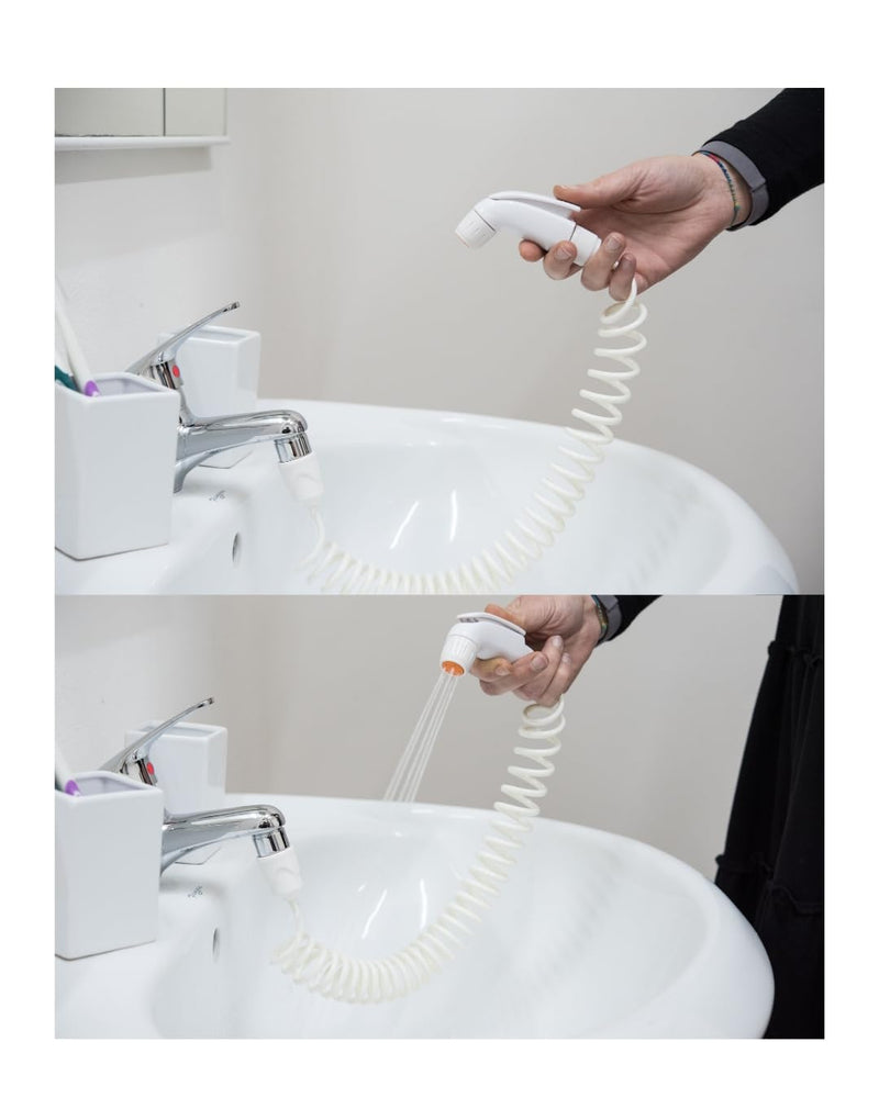 Portable Bidet HELLO BIDET TRAVEL, Handheld Bidet Sprayer for Intimate Hygiene at Home and on the Go, It Connects Directly to The Faucet, Travel Adapter Handheld Shower, Travel Bidet, Italian Product