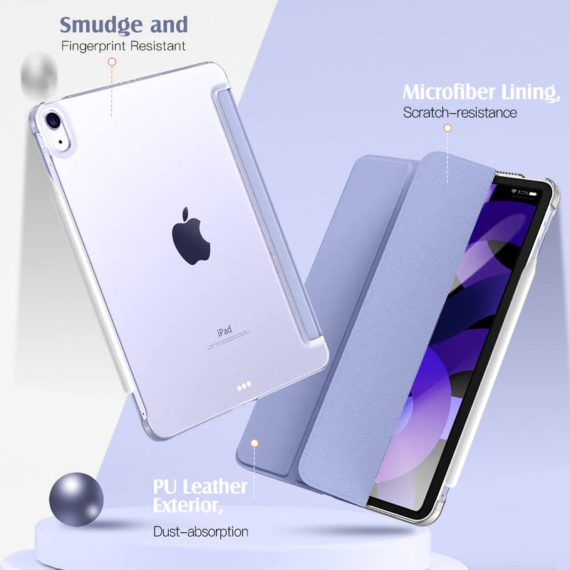[Australia - AusPower] - TiMOVO for iPad Air 5th Generation Case 2022 / iPad Air 4th Generation Case 2020 10.9 Inch, iPad Air Case Slim Stand Hard PC Translucent Back Shell Smart Cover Fit iPad 10.9 Case - Lavender Purple 