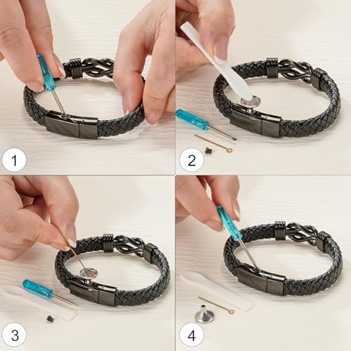 SOITIS Leather Cremation Bracelet for Ashes - Memorial Keepsake Urn Bangle for Men Women - Stainless Steel Memorial Jewelry for Loved Ones, Cremation Jewelry for Ashes Black