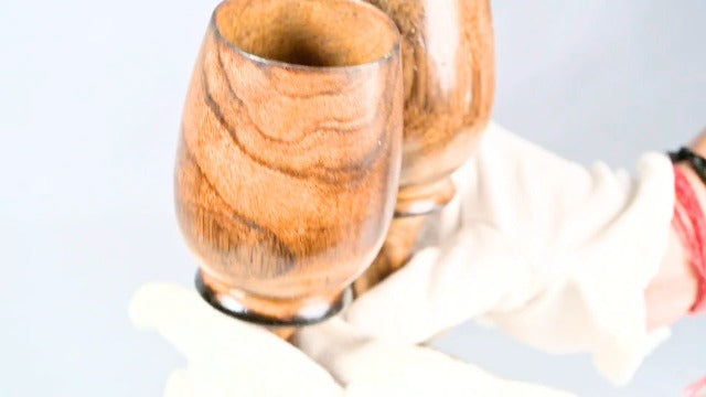 collectiblesBuy Handmade Wooden Goblet Set of 2 – 7 Inch Rustic Chalice Cups for Wine, Mead & Beverages | Eco-Friendly Vintage Wooden Drinkware for Barware & Gifts