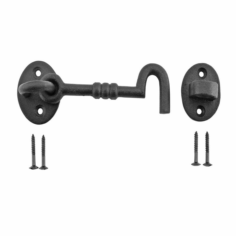Renovators Supply Manufacturing Door Latch Lock 5 in. Wrought Iron Hook and Eye Latch for Door in Oil Rubbed Bronze Finish with Mounting Hardware Pack of 3