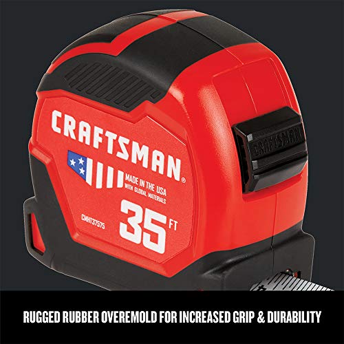 CRAFTSMAN PROREACH 35-foot tape measure, CMHT37575S, with black and red case and extended measuring tape