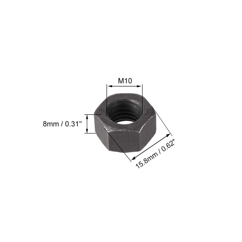 [Australia - AusPower] - uxcell Hex Nuts, M10x1.5mm Metric Coarse Thread Hexagon Nut, Carbon Steel, Pack of 10 (Black) 