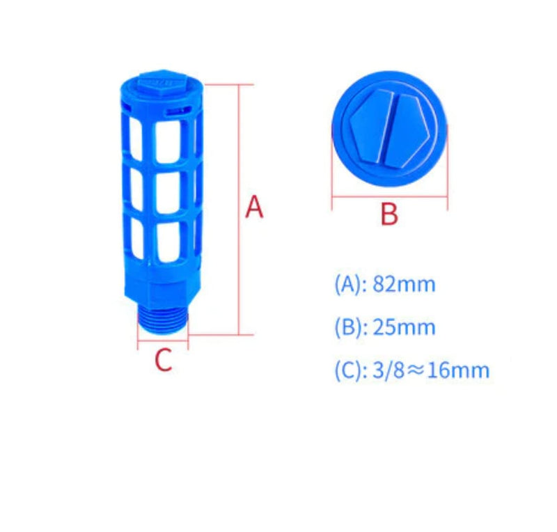 [Australia - AusPower] - Pneumatic Silencer 3/8 Inch Set of 3 Industrial Quality 