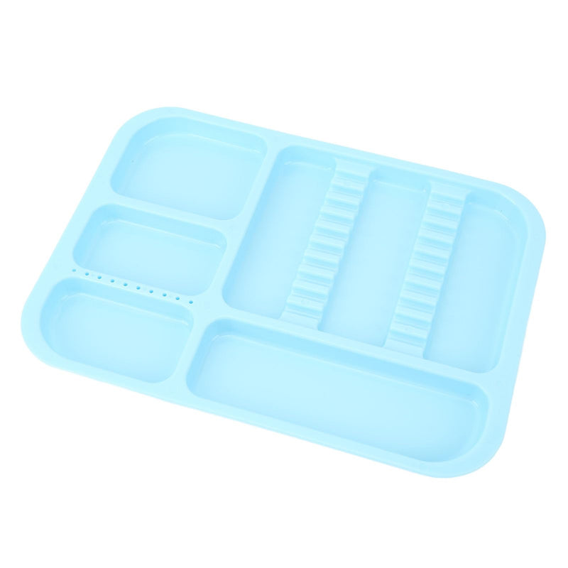 Tray for Oral Instruments, Divided Plastic Oral Cavity Instrument Tray, Organised Storage Holder for Dental Tools, Instruments, Cosmetic (Blue)