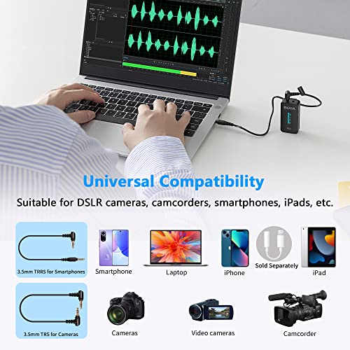 BOYA Wireless Lavalier Microphone System, BY-XM6-S1 Mini Ultra-Compact Wireless Lapel with LCD Screen for DSLR Camera Camcorder Smartphones Tablets Computer for Vlog YouTube Interview