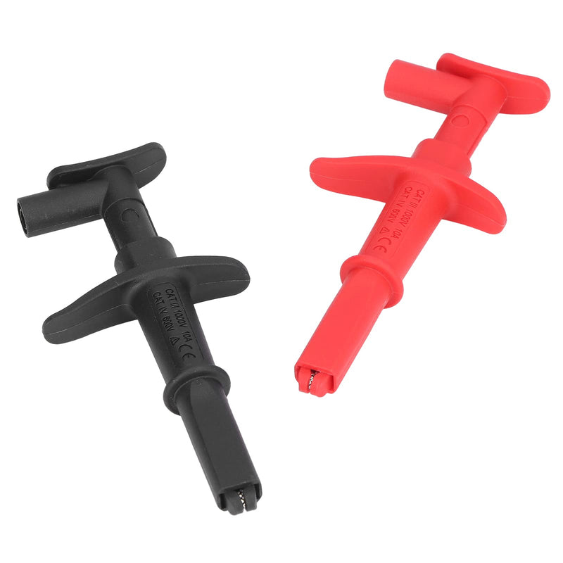 [Australia - AusPower] - Test Hook Clip, 1 Pair Test Hook Clip Crocodile Clamp Red Black Accessory Set Kit for Testing Electronic Components 