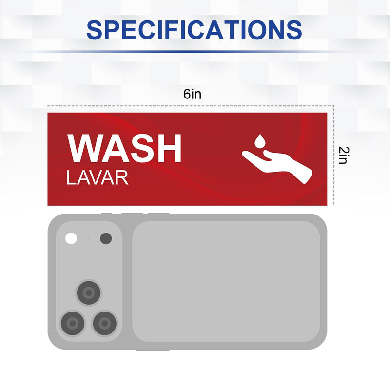 Magicfour Wash Rinse Sanitize Sink Labels, 6”x2” Small Size, 5 Pack 3 Compartment Sink Signs, Waterproof Sticker for Wash Station, Commercial Kitchens, Restaurant, Food Trucks, Dishwashing 5Pcs Sink Labels 6”x2“