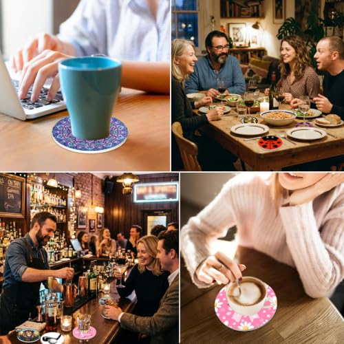 Cross Ceramic Coasters of 2 with Cork Backing Absorbent Cup Coaster Cross