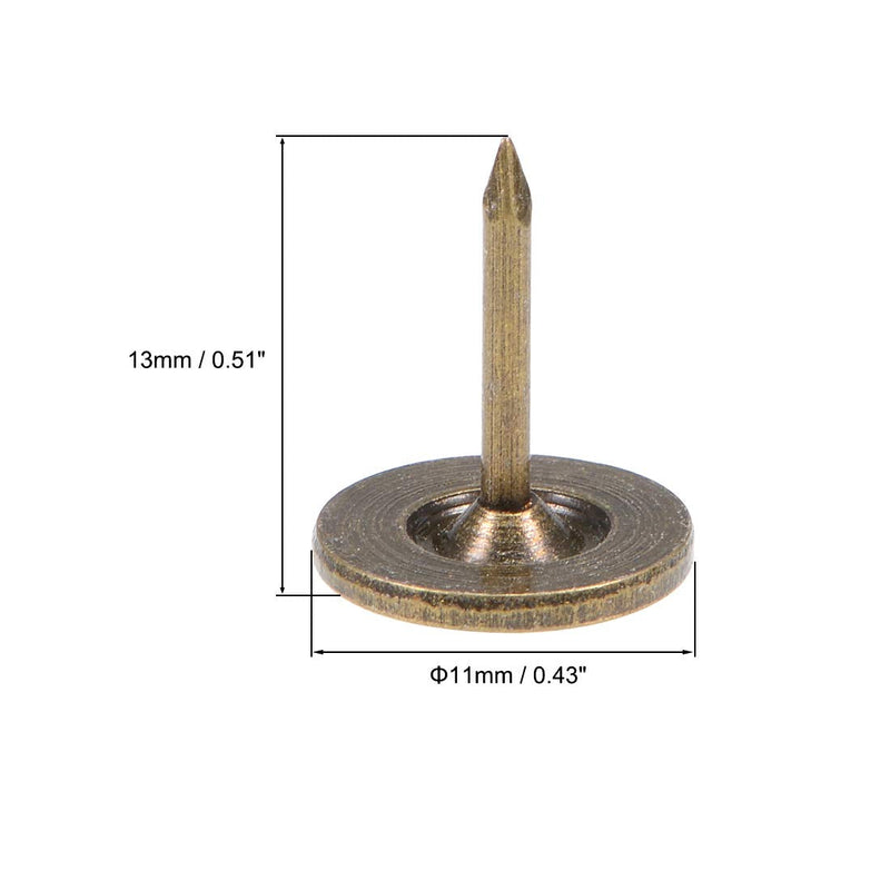 [Australia - AusPower] - uxcell Upholstery Nails Tacks 11mmx13mm Flat Head Furniture Nail Bronze Tone for Furniture Sofa Headboards, 50 Pcs 
