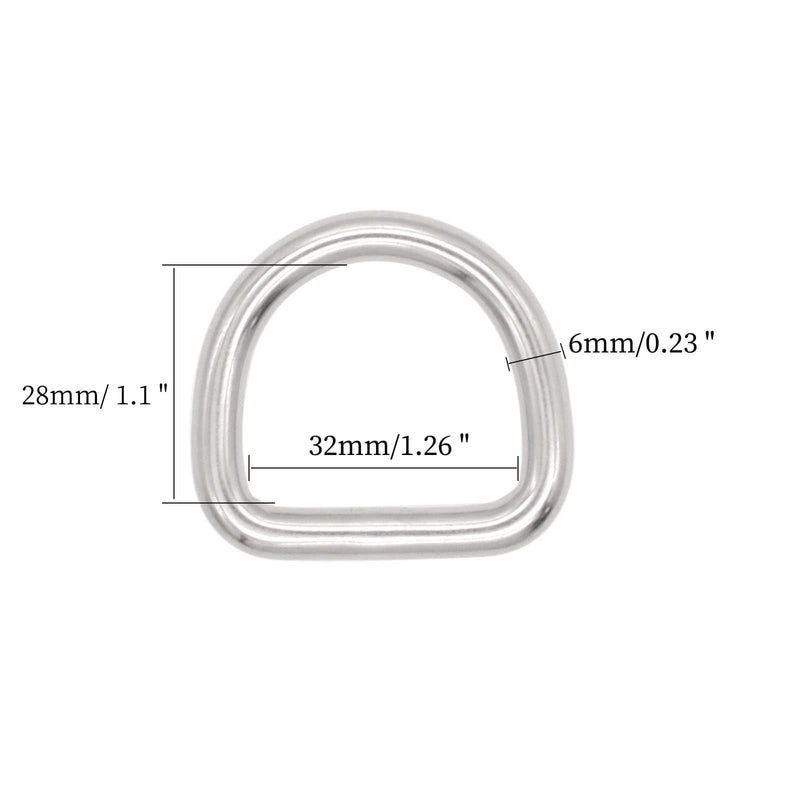[Australia - AusPower] - 10 Pcs 304 Stainless Steel Heavy Duty Welded D Ring Solid Metal D Rings for Camping Belt, Dog Leashes Hardware 5mm×25mm×22mm 