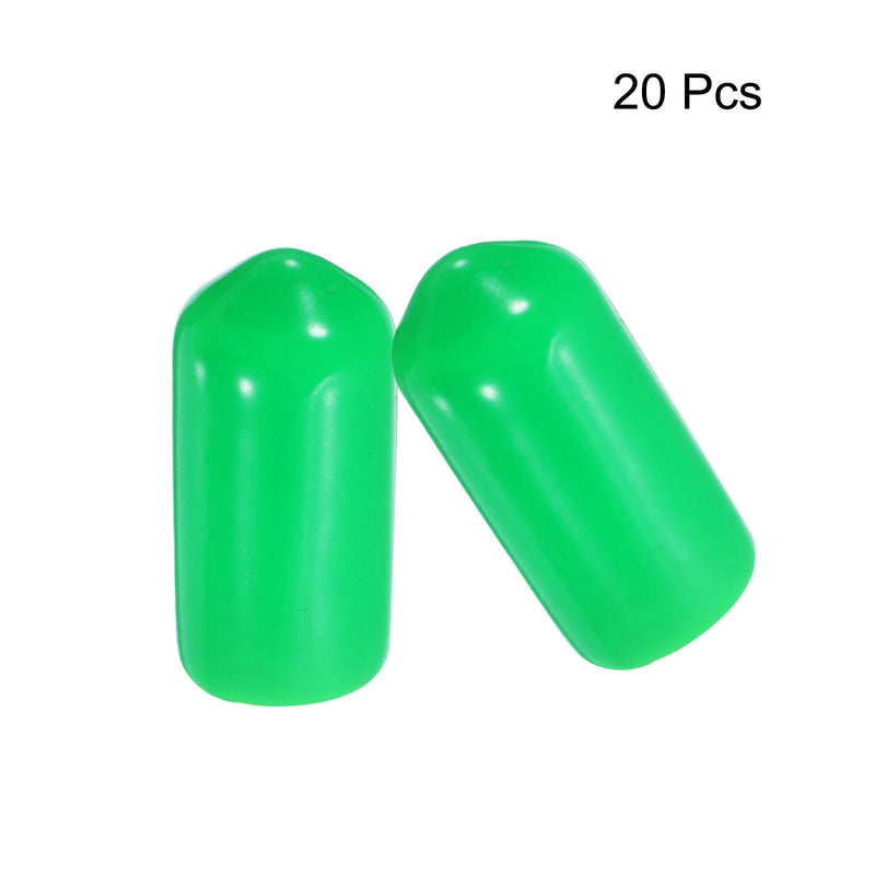 [Australia - AusPower] - uxcell 20pcs Rubber End Caps 9.5mm(3/8") ID Vinyl PVC Round Tube Bolt Cap Cover Screw Thread Protectors Green 