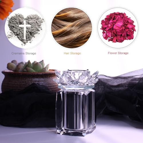 Mini Urns Crystal Ashes Cremation Keepsake Photo Urn With Candle Holder Crystal Lotus Candle Cremation Funeral Picture Ashes Holder Urns for Human or Pet to Remember Your Loved One Lost